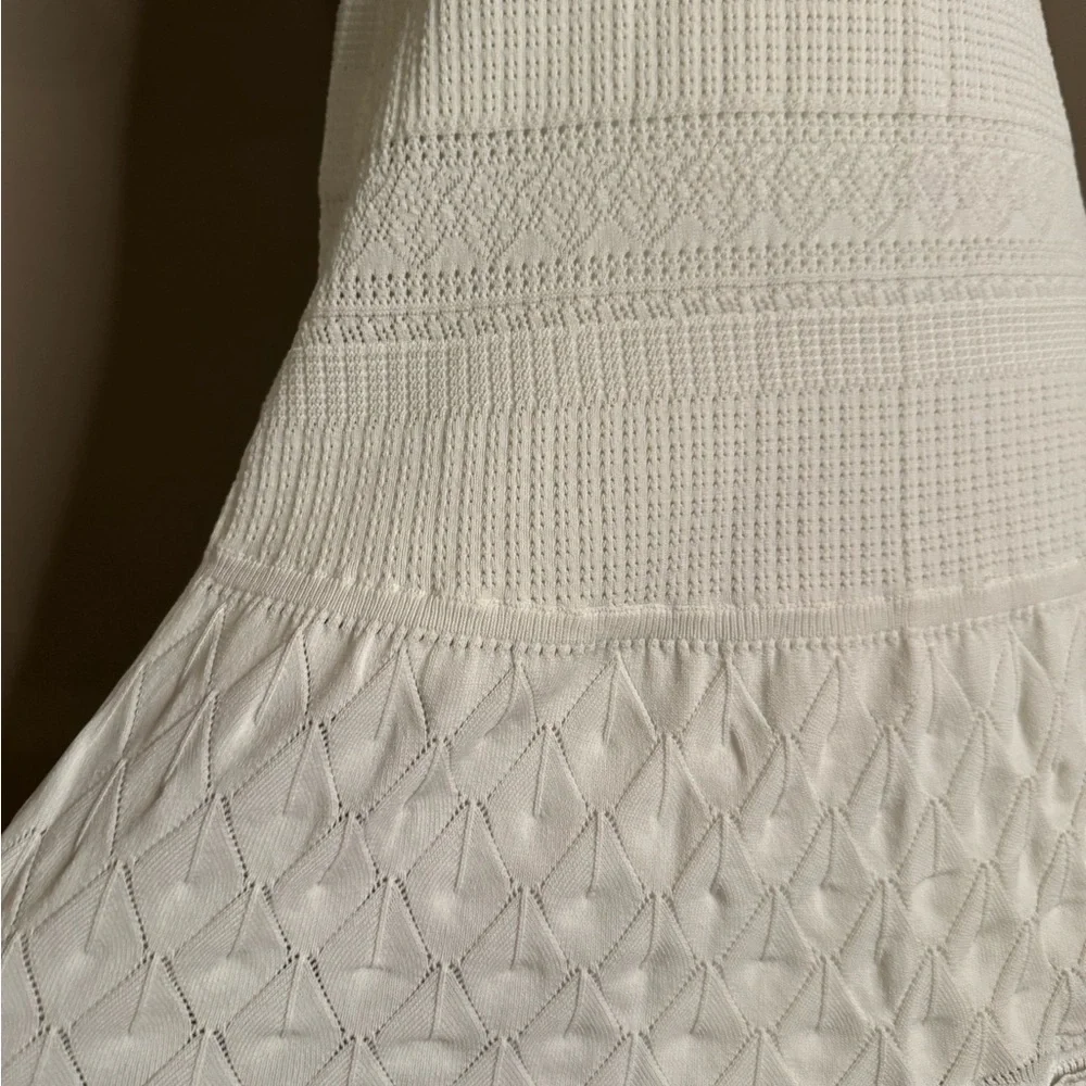 Zara White Knit Ruffle Sleeve Dress Sz‎ S
